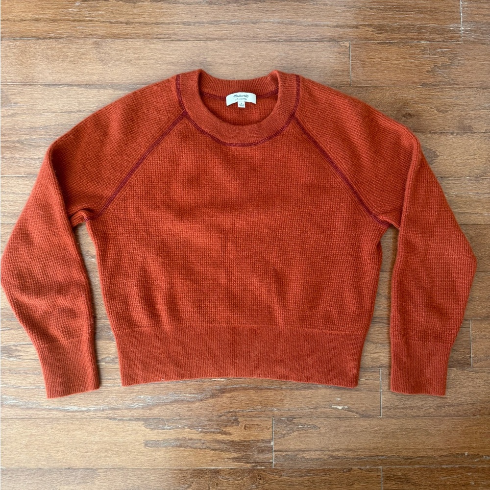 Madewell Cashmere Burnt Orange Crew Neck Sweater